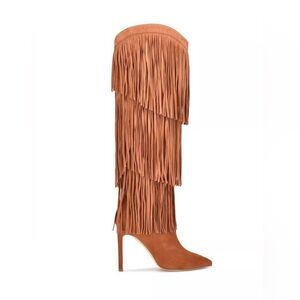 Nine West Stiletto Fringe Knee High Boots- W8.5